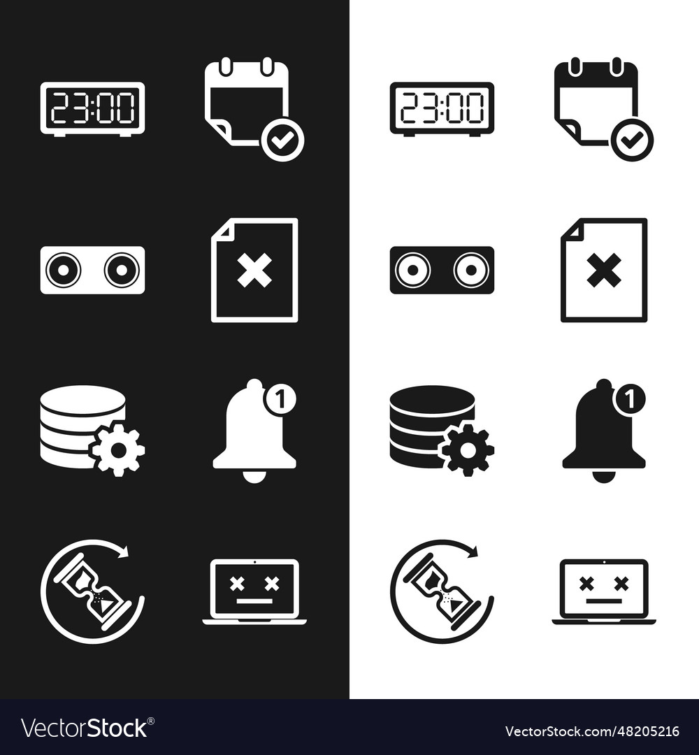 Set delete file document stereo speaker digital vector image Set delete file document stereo speaker digital