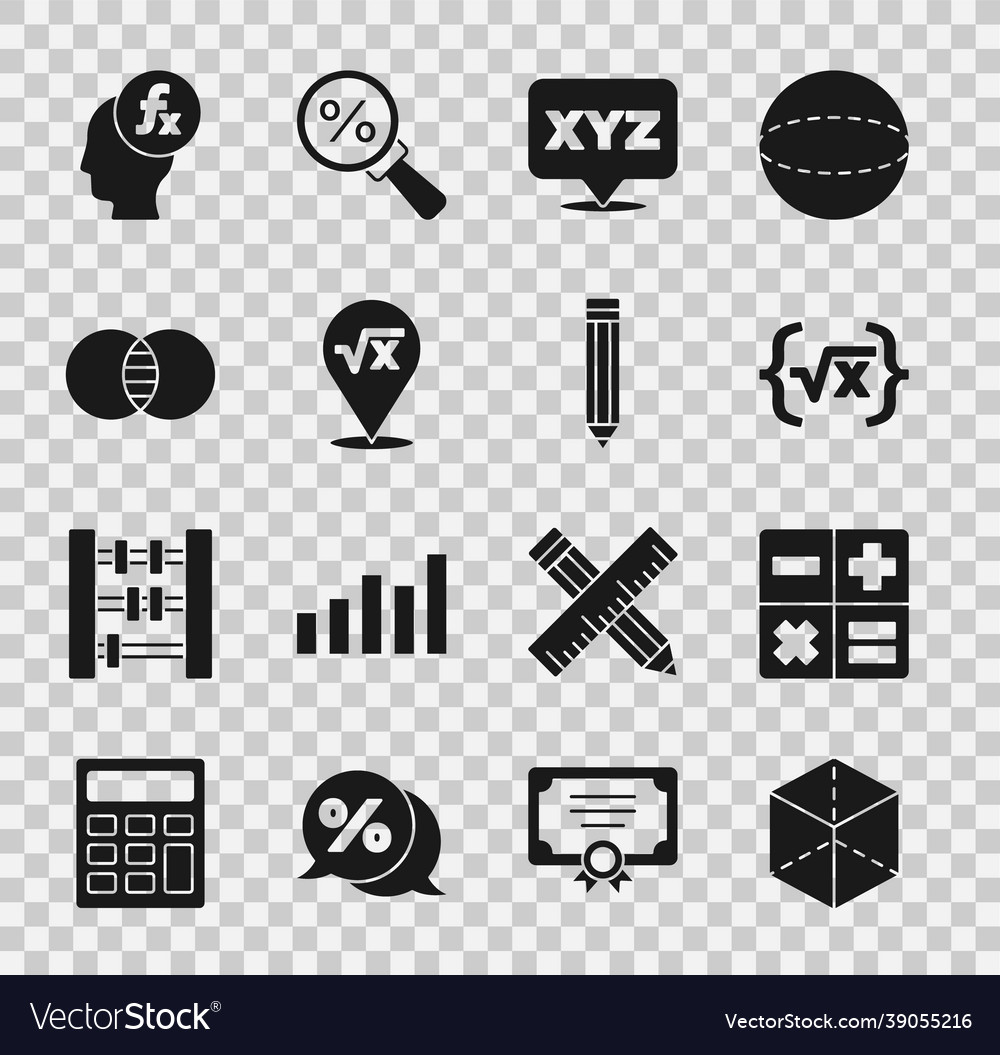 Set geometric figure cube calculator square root vector image Set geometric figure cube calculator square root