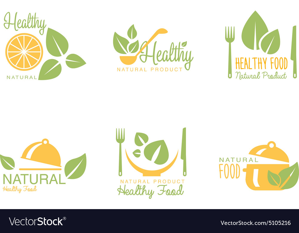 Set of organic and natural food labels
