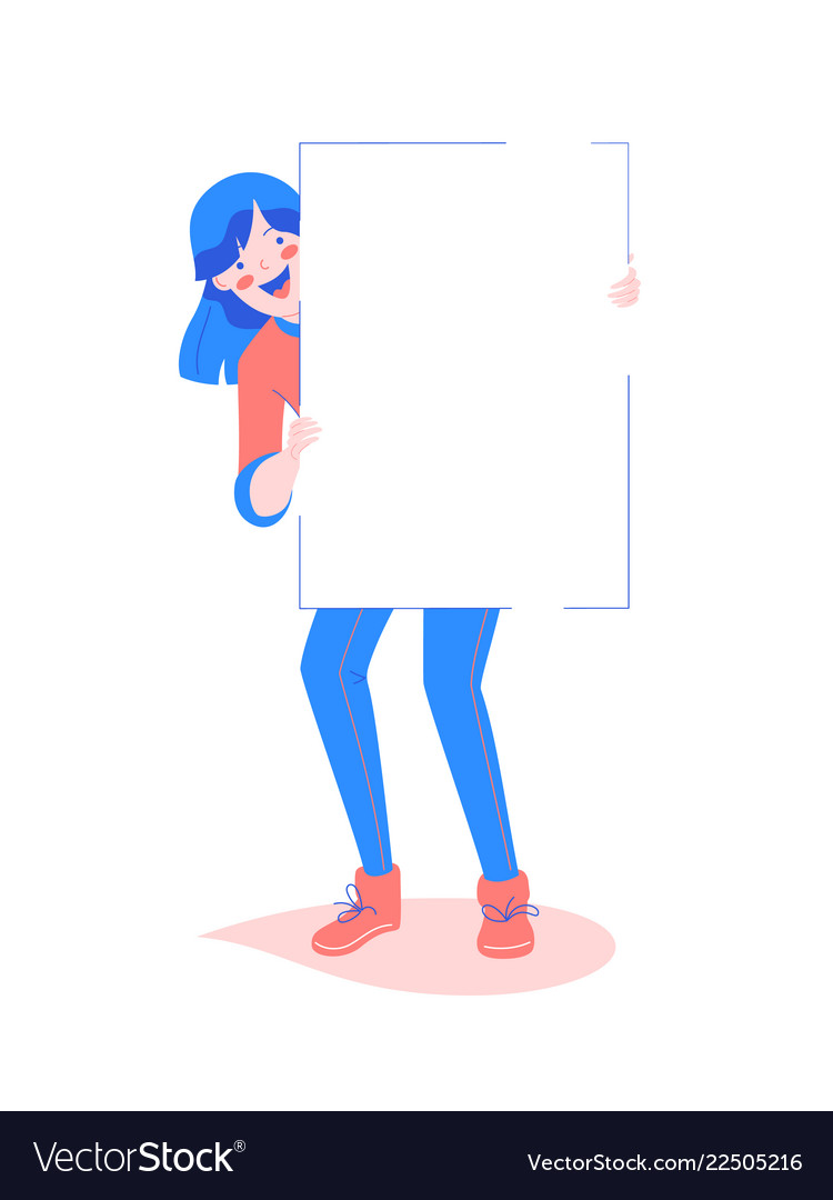 Smiling girl with a poster character mock-up