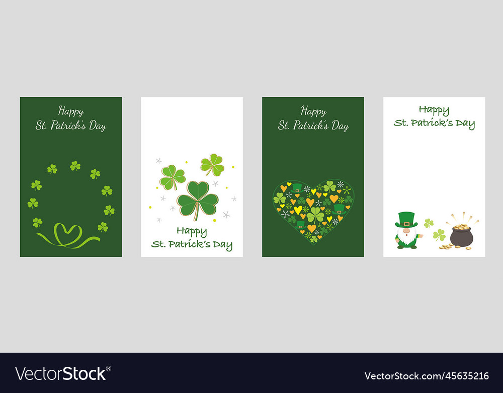 St patricks day greeting card set vector image St patricks day greeting card set