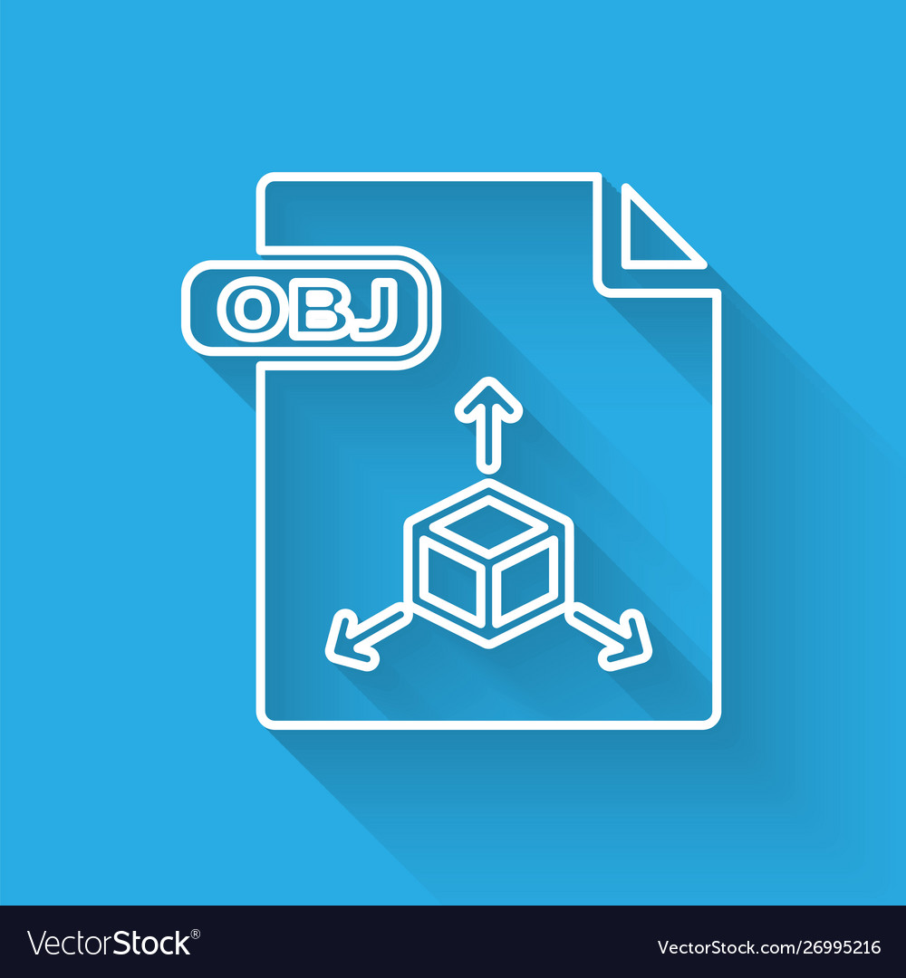 White line obj file document download button vector image White line obj file document download button