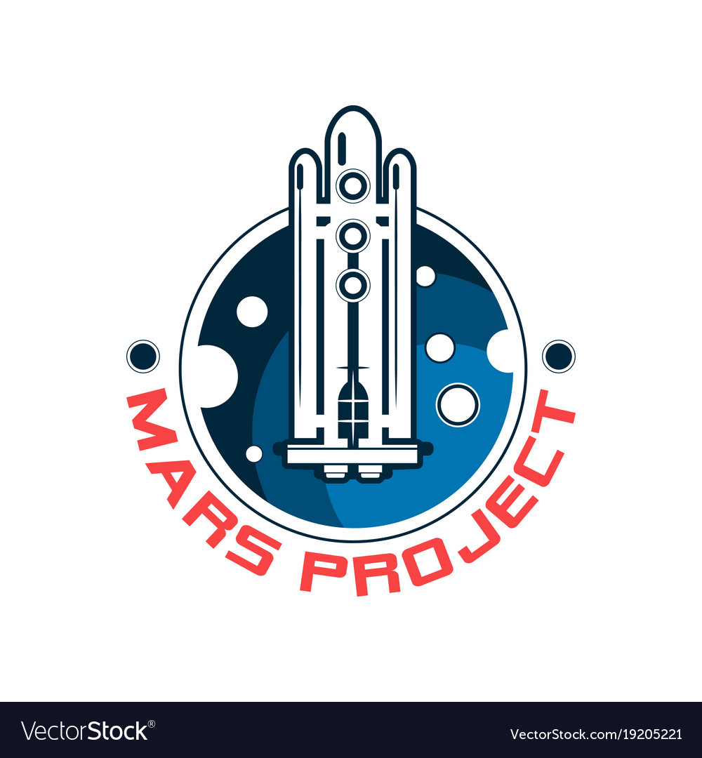 Abstract logo with spaceship and mars space