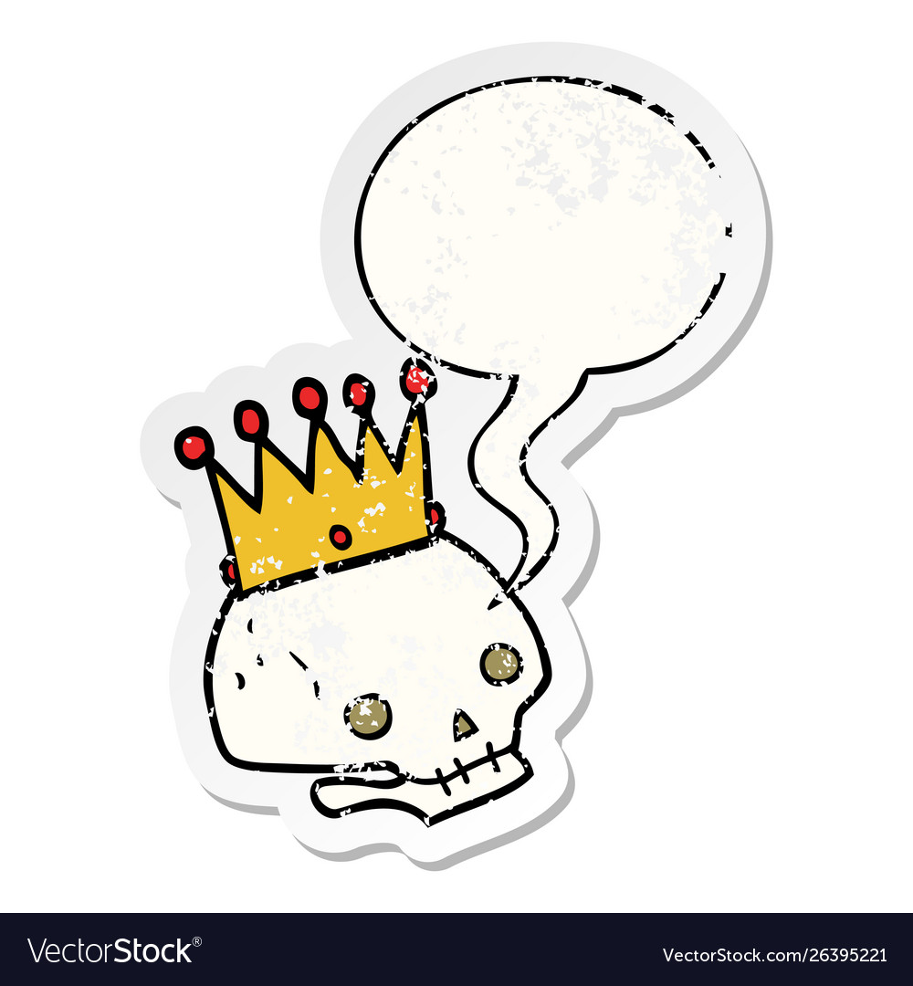 Cartoon skull and crown and speech bubble Vector Image