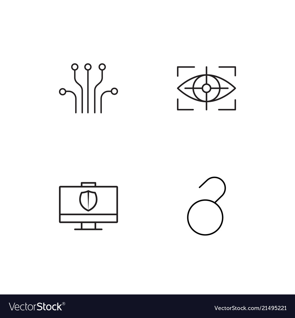 Cyber security linear icons set simple outline