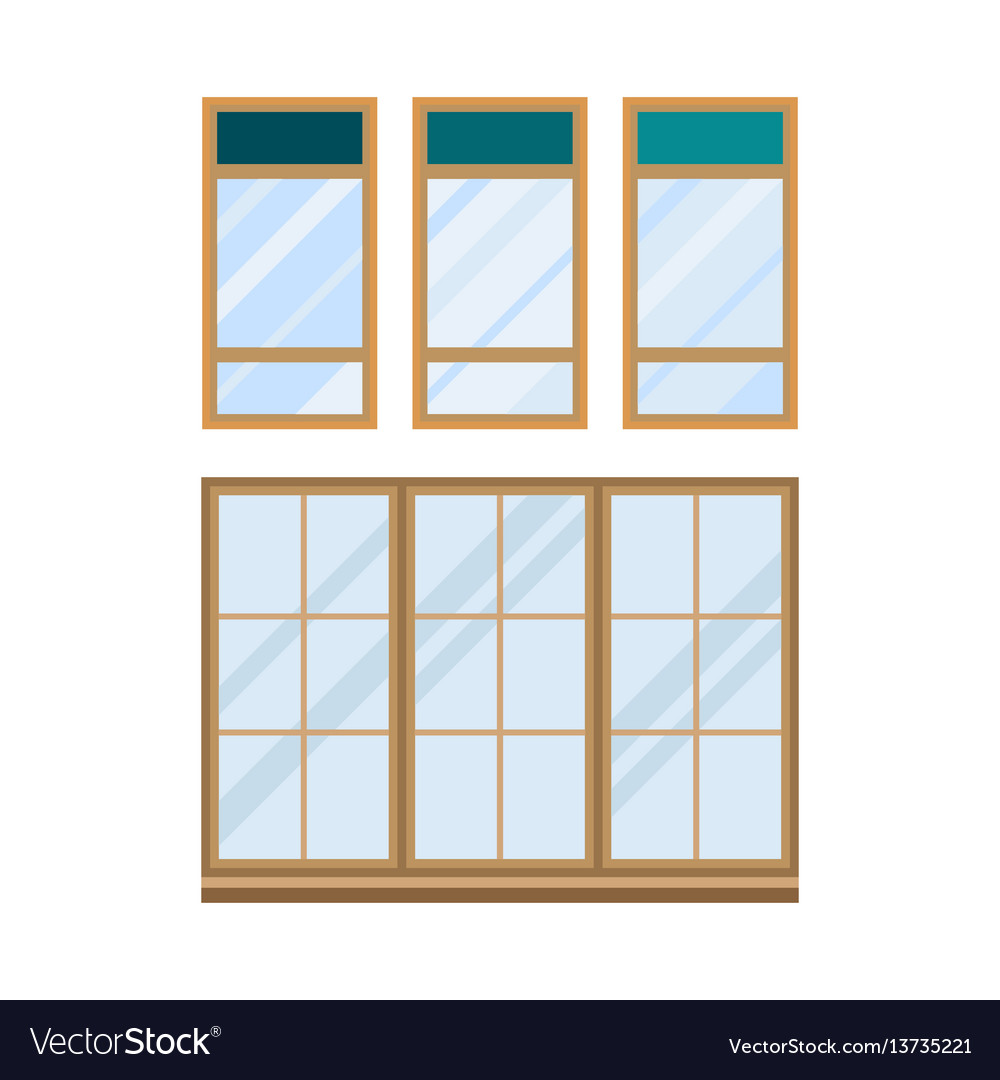 Diffe Types House Windows Elements Isolated Vector Image