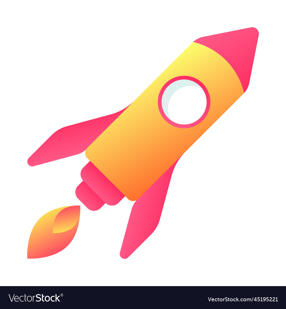 Flying model rocket design element vector image Flying model rocket design element