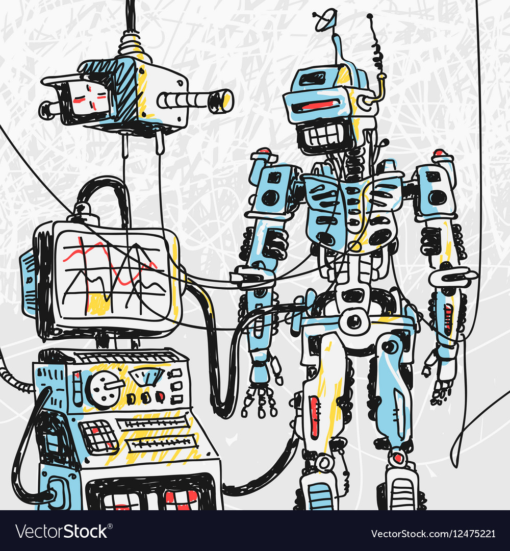 Futuristischer Roboter mit Computerschnittstelle