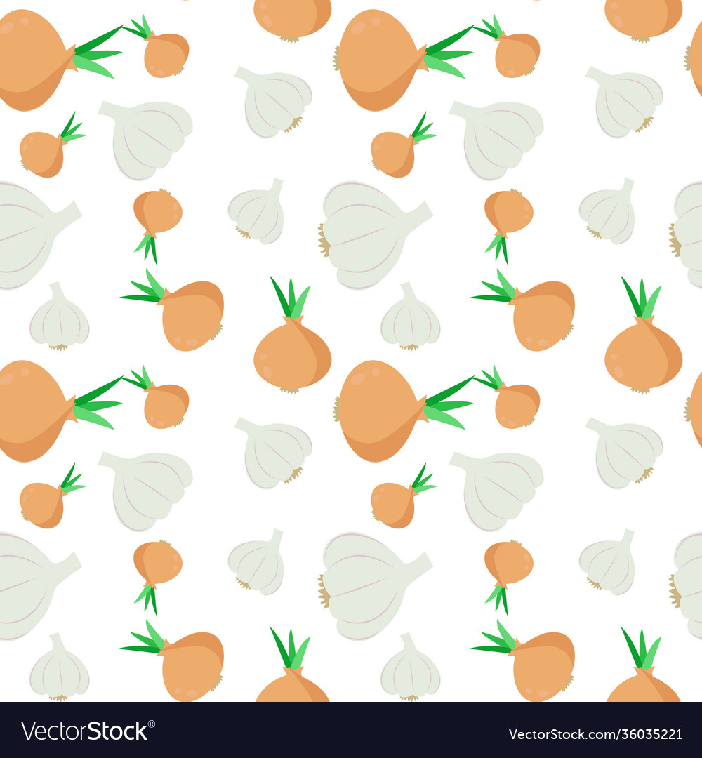 Garlic and onion seamless pattern