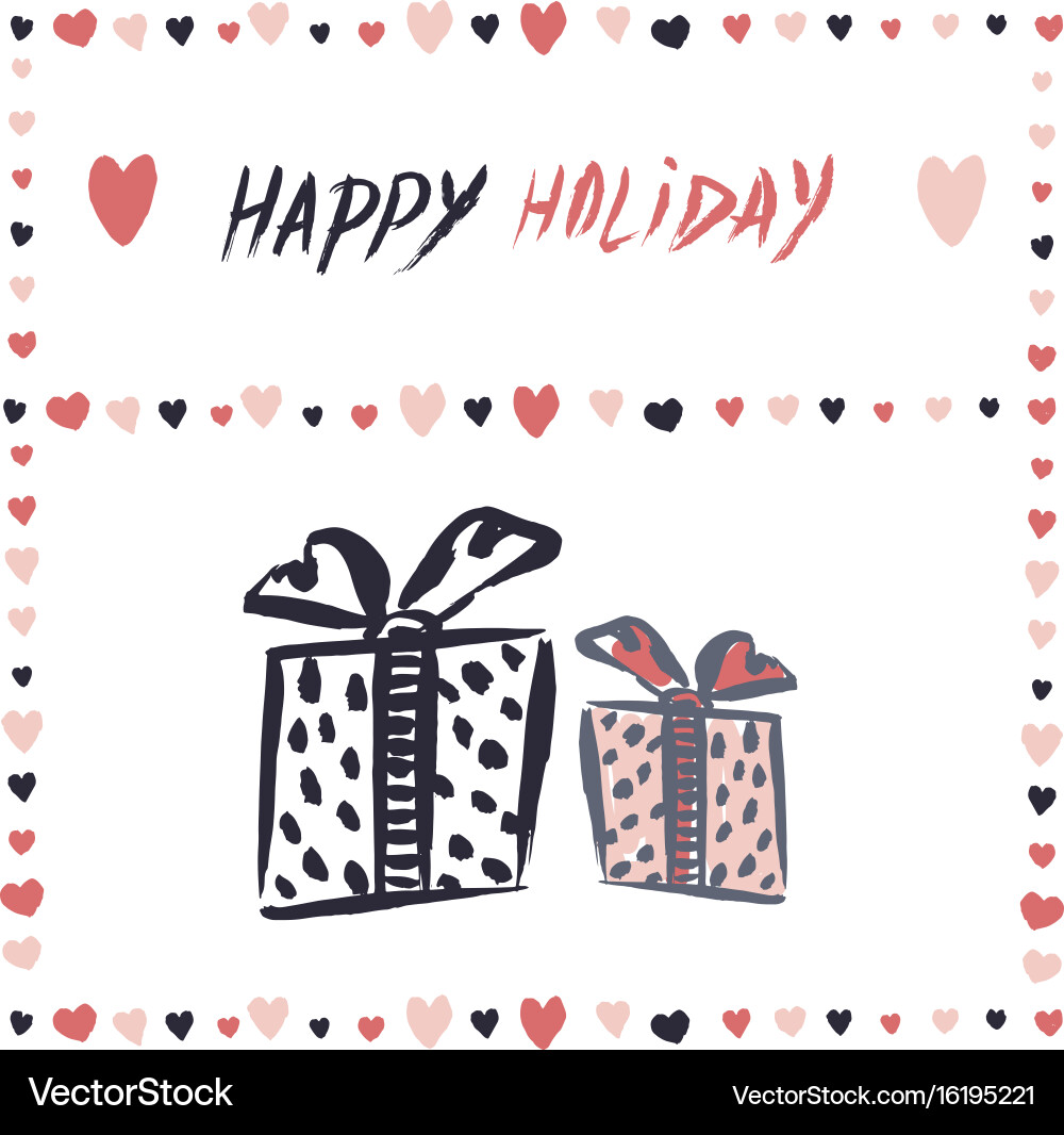 Gift Boxes Banner Simple Freehand Drawing Vector Image
