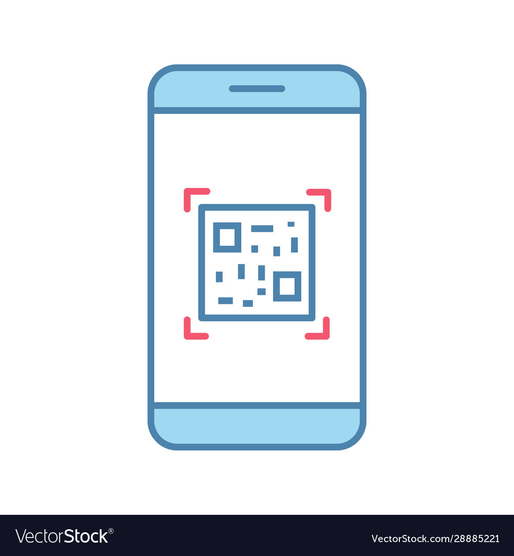 Qr code scanning smartphone app color icon vector image Qr code scanning smartphone app color icon