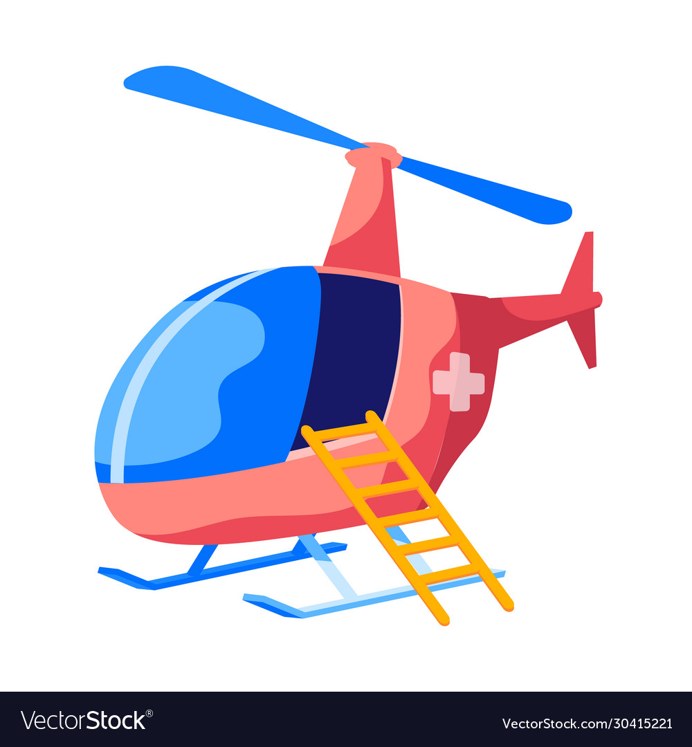 Rescue helicopter flying ambulance with cross on Vector Image