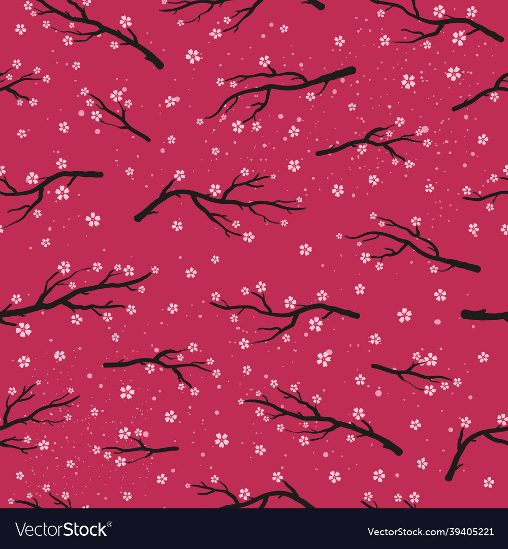 Seamless pattern with sakura branches