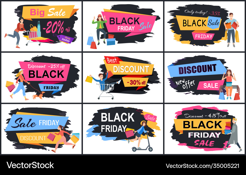 Set on theme discounts Royalty Free Vector Image