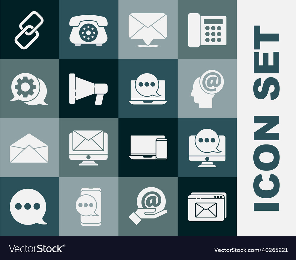 Set website and envelope chat messages vector image Set website and envelope chat messages