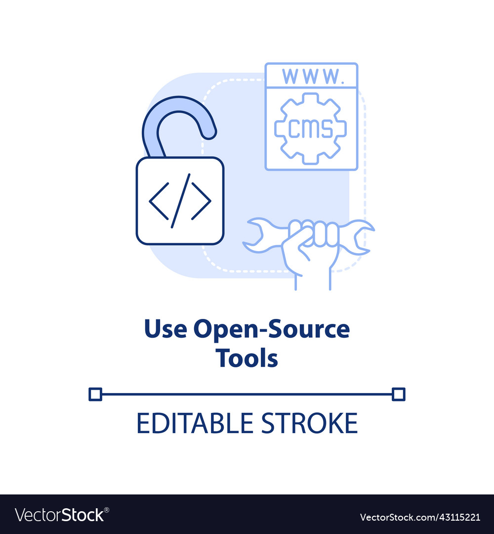 Use open-source tools light blue concept icon