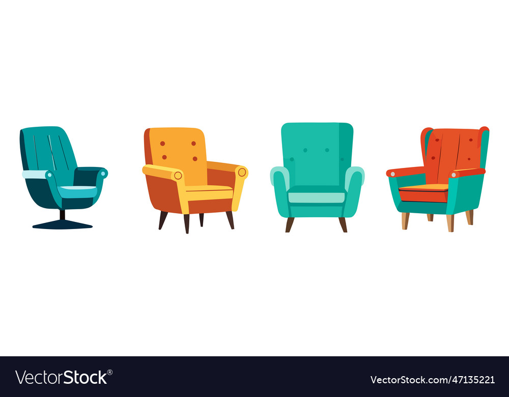 Vintage mid century modern armchair cartoon vector image Vintage mid century modern armchair cartoon