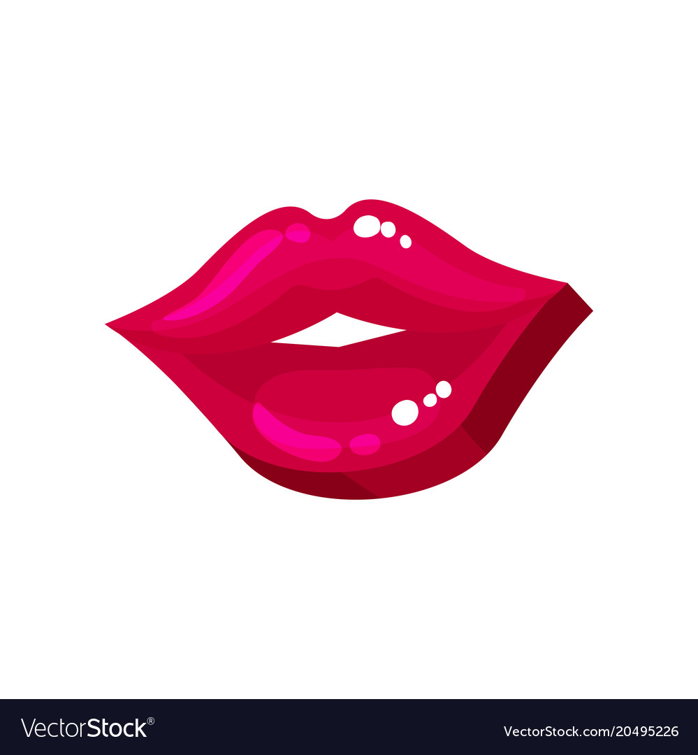 Bright glossy pink lips cartoon