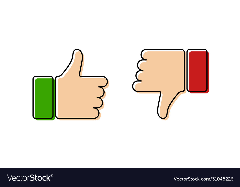Button like and dislike color icon in flat style vector image Button like and dislike color icon in flat style
