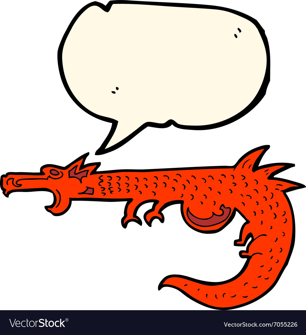 Cartoon medieval dragon with speech bubble