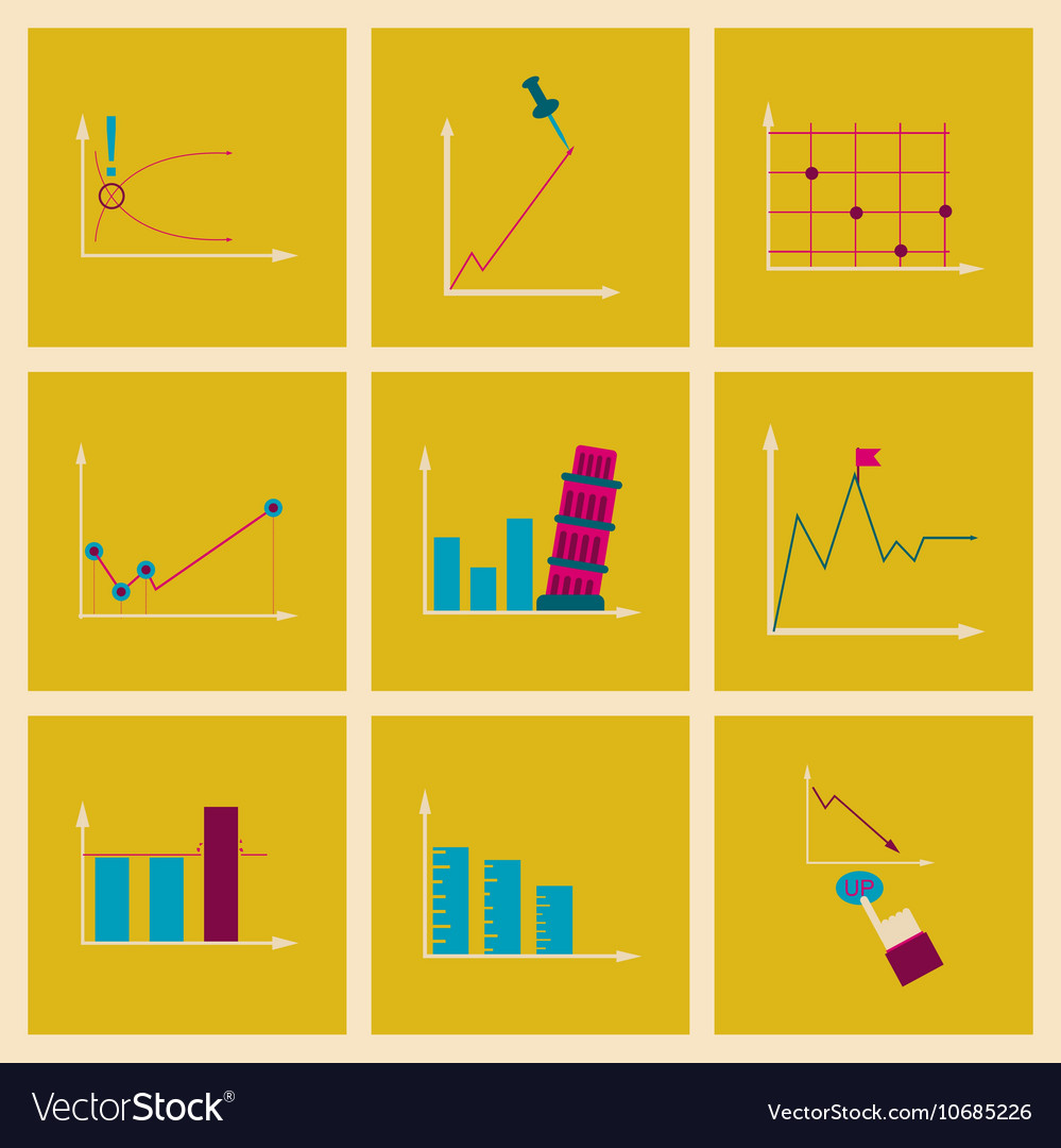 Concept of stylish flat design icons graph