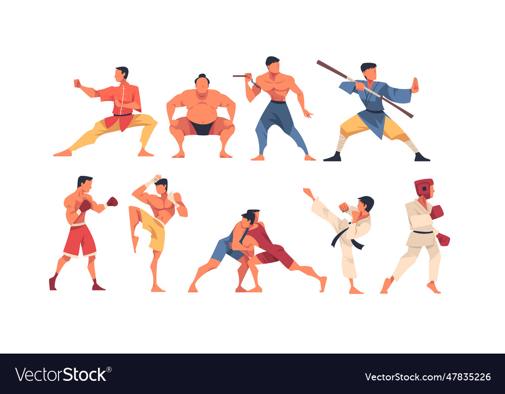 Different types of struggle with man engaged in Vector Image