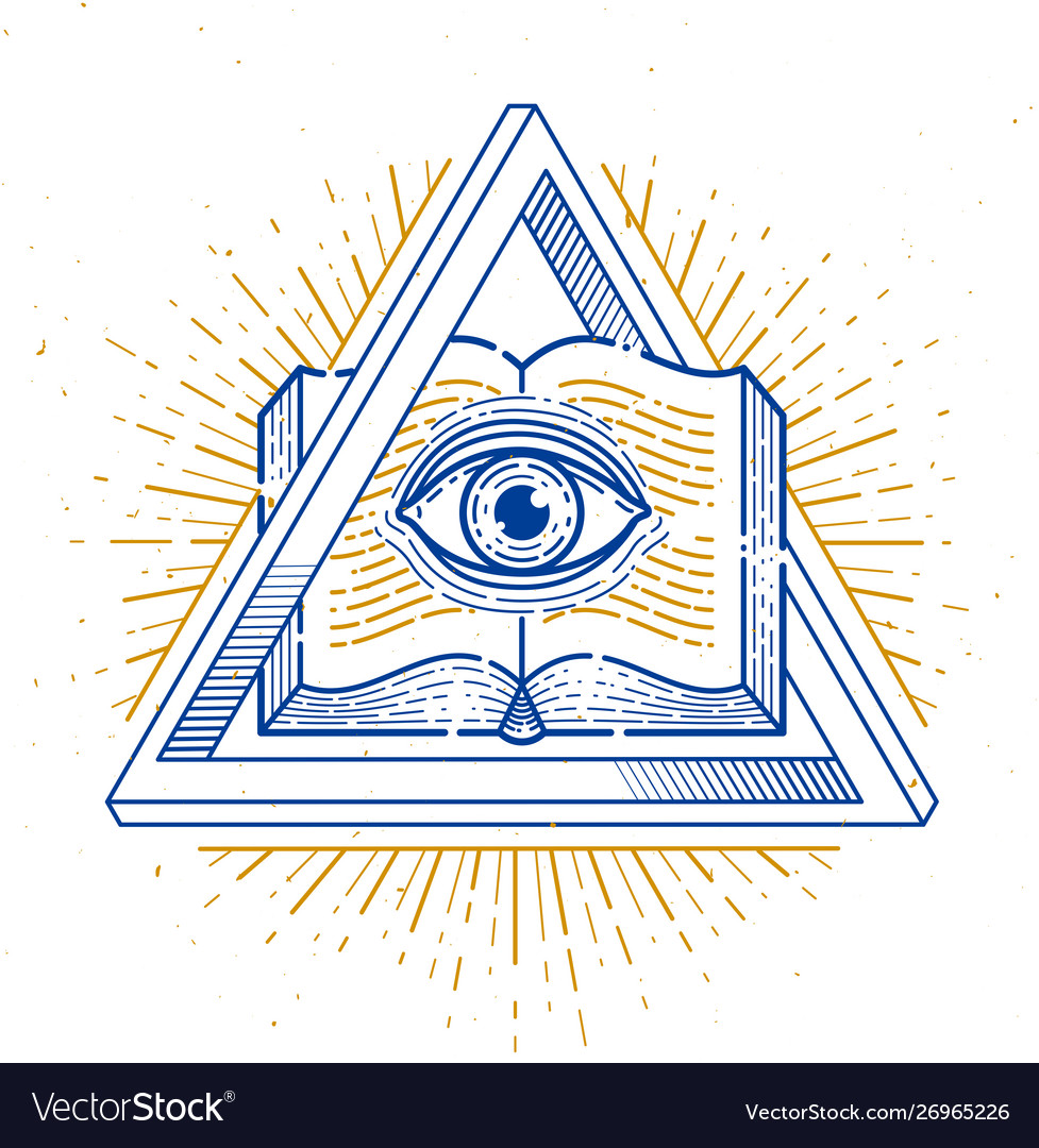 Secret knowledge vintage open book with all Vector Image