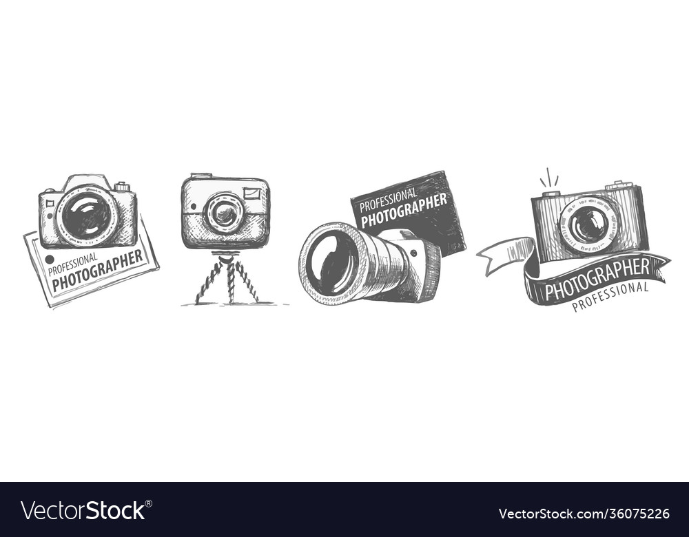 Set drawn logos for professional vector image Set drawn logos for professional
