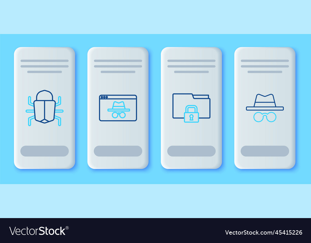 Set line browser incognito window folder and lock vector image Set line browser incognito window folder and lock