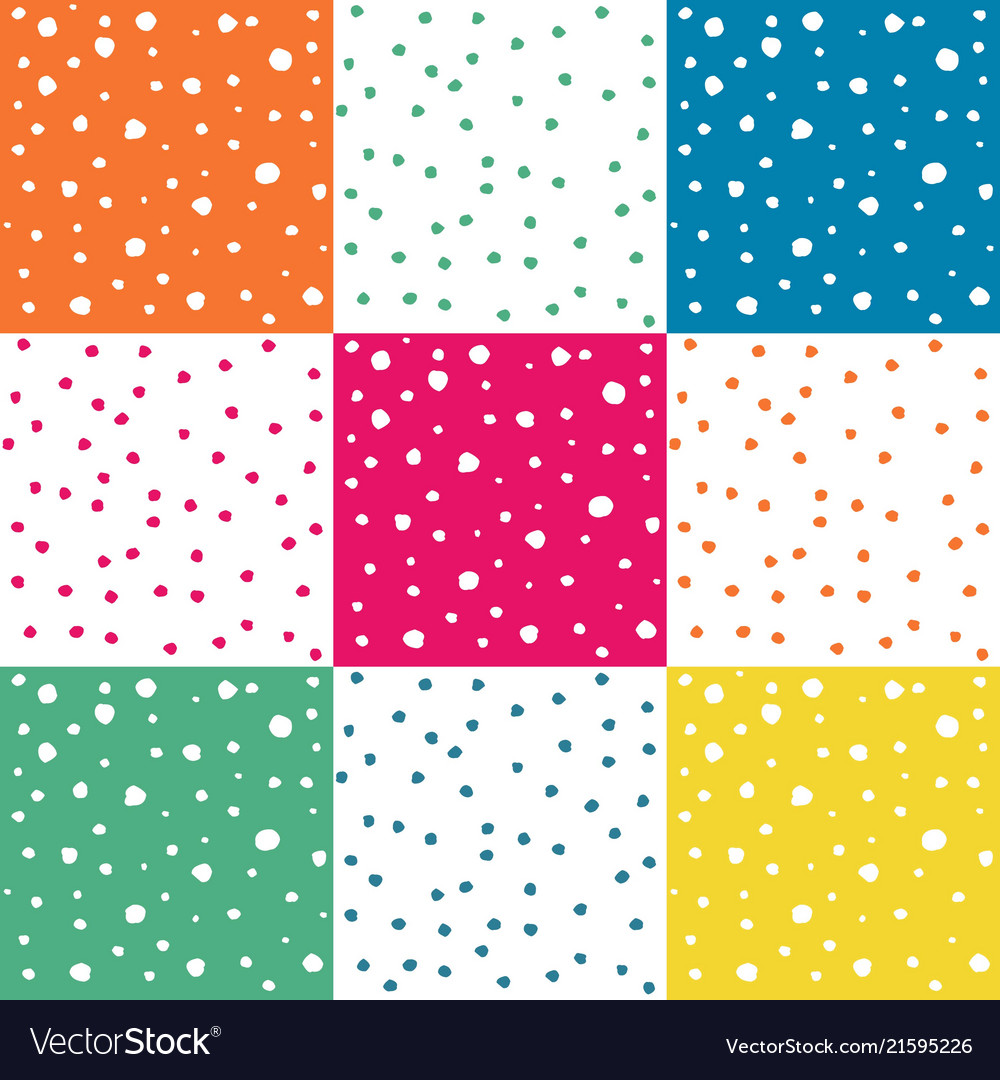 Set of seamless colorful dots pattern