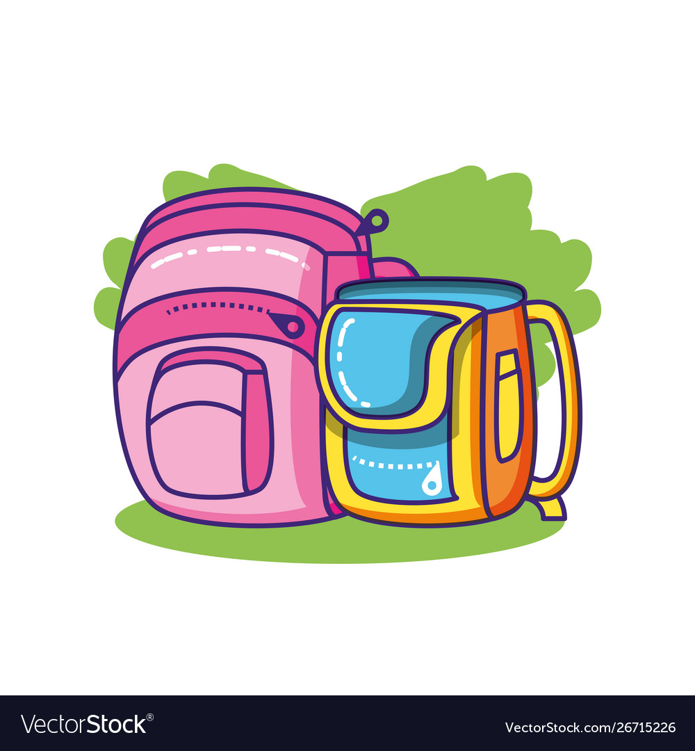 Set school bags supplies isolated icon