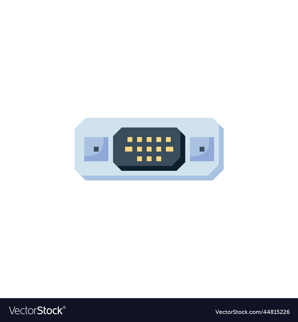 Vga port icon computer component flat style vector image Vga port icon computer component flat style