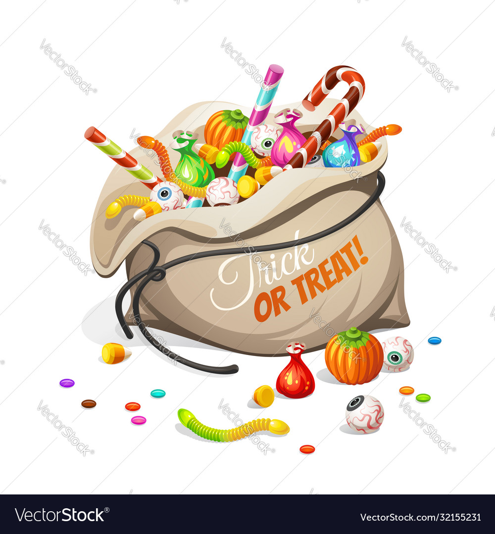 Bag colorful halloween sweets for children