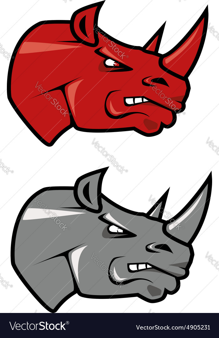 Cartoon red and gray rhinoceros mascots Royalty Free Vector