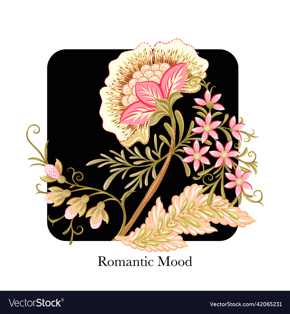 Fantasy flowers in retro vintage jacobean vector image Fantasy flowers in retro vintage jacobean