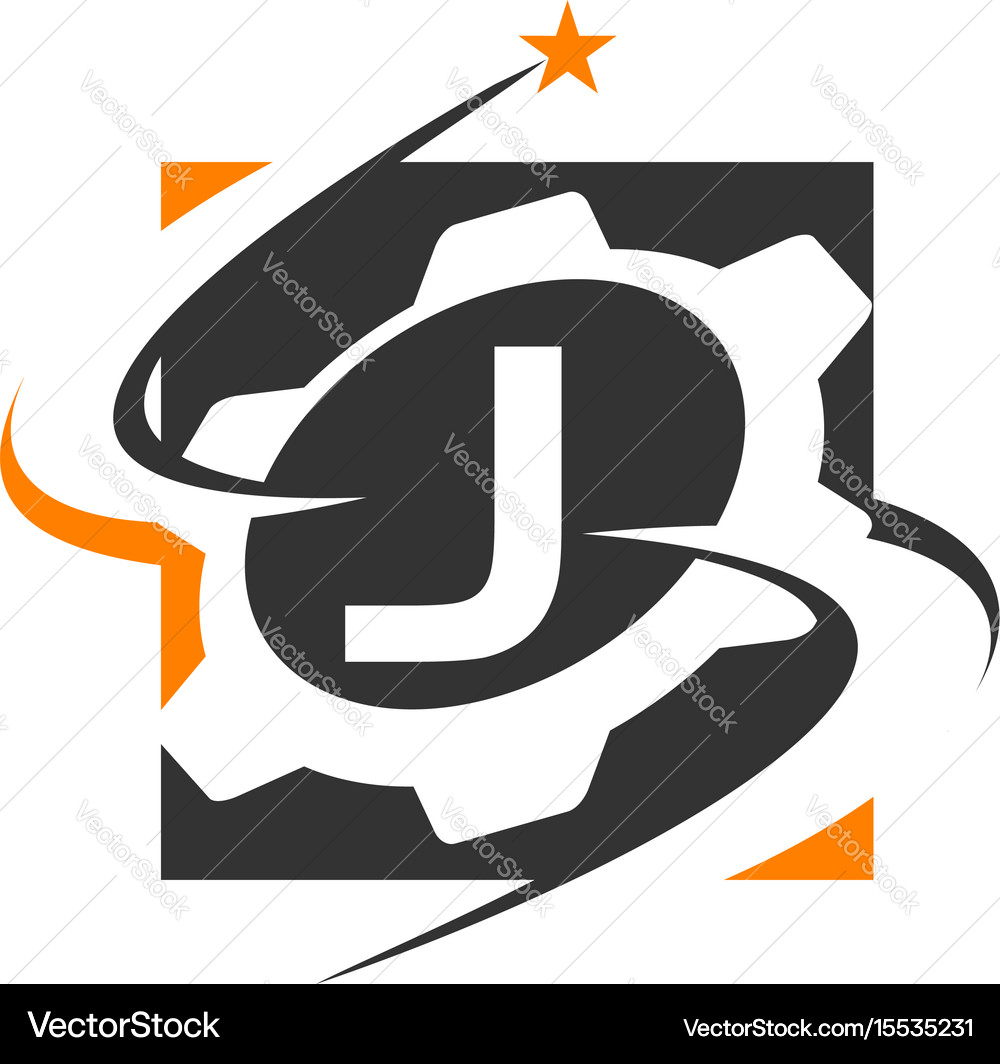 Gear solution logo letter j Royalty Free Vector Image