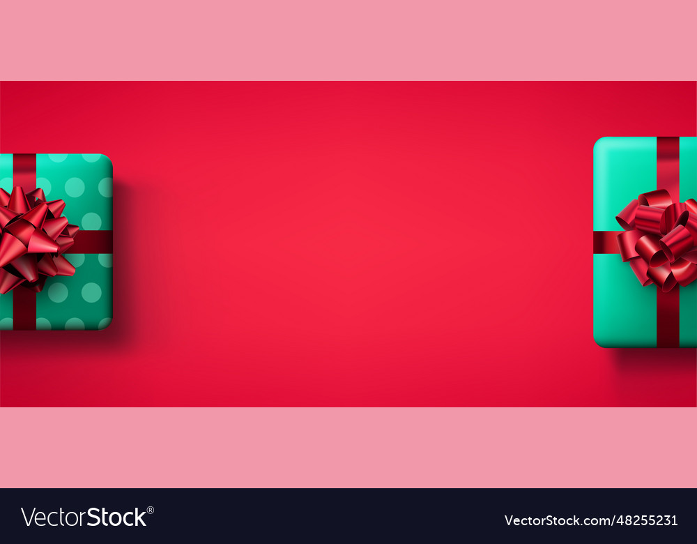 Green half hidden gift boxes with red bows Vector Image