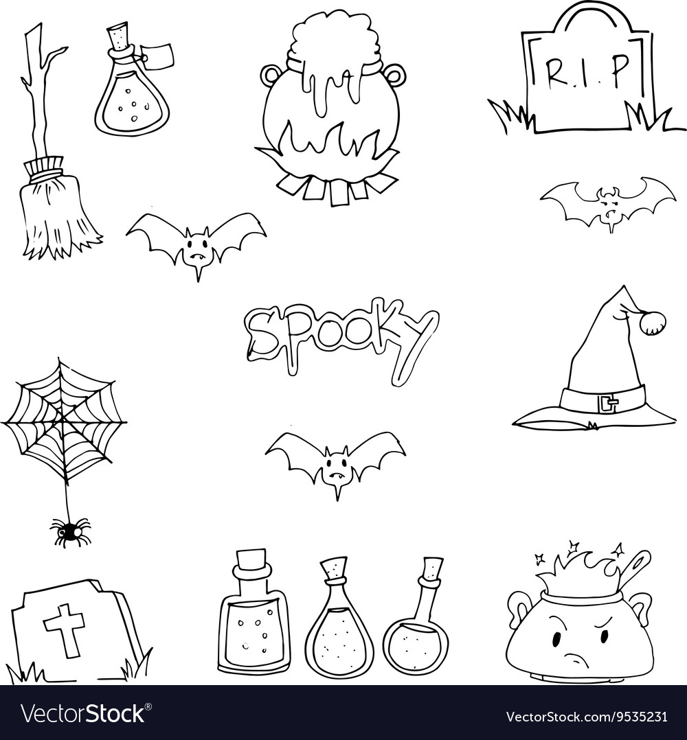 Halloween doodle art Royalty Free Vector Image