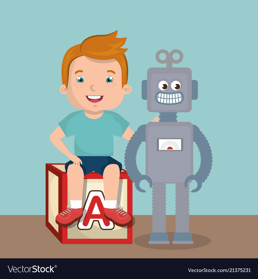 A boy playing toys Royalty Free Vector Image - VectorStock