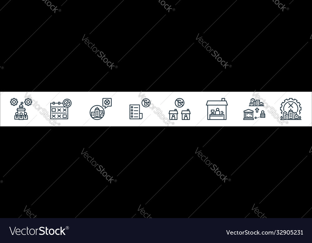 Lockdown line icons linear set quality vector image Lockdown line icons linear set quality