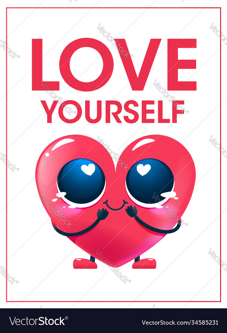 Love yourself in cartoon style funny