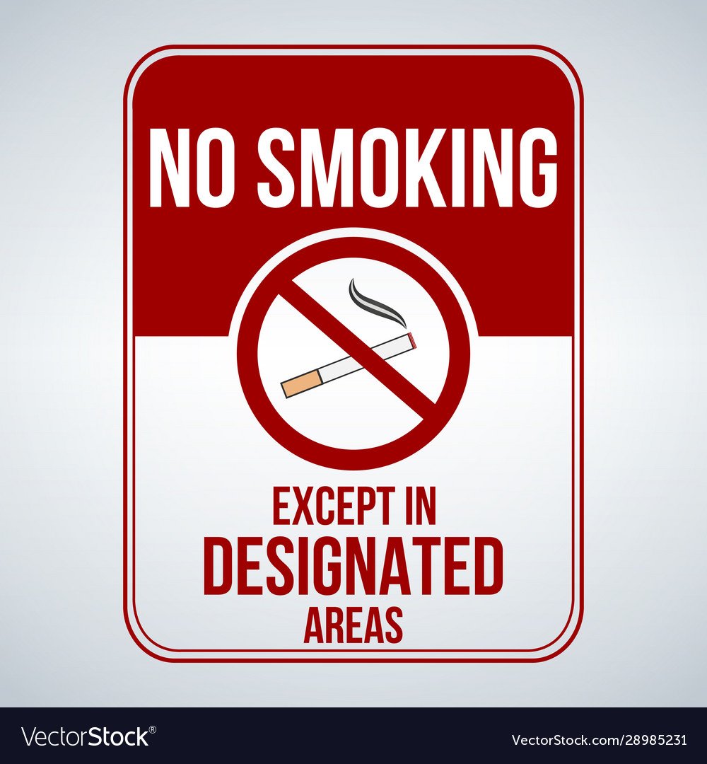 No Smoking Sign Designated Areas Isolated Vector Image 1177