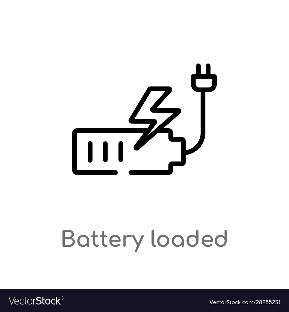 Outline battery loaded icon isolated black simple