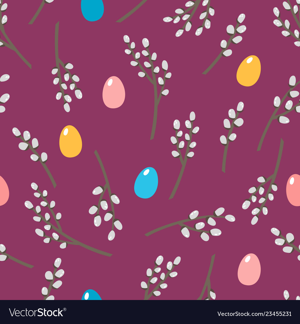 Seamless pattern with branch willow
