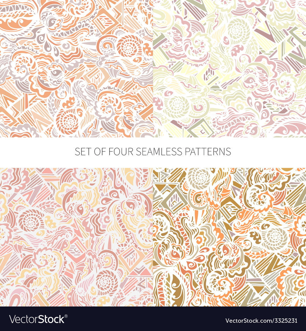 Set of four abstract seamless patterns