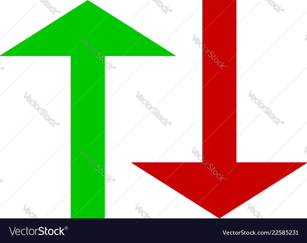 Set of up and down arrows in green red