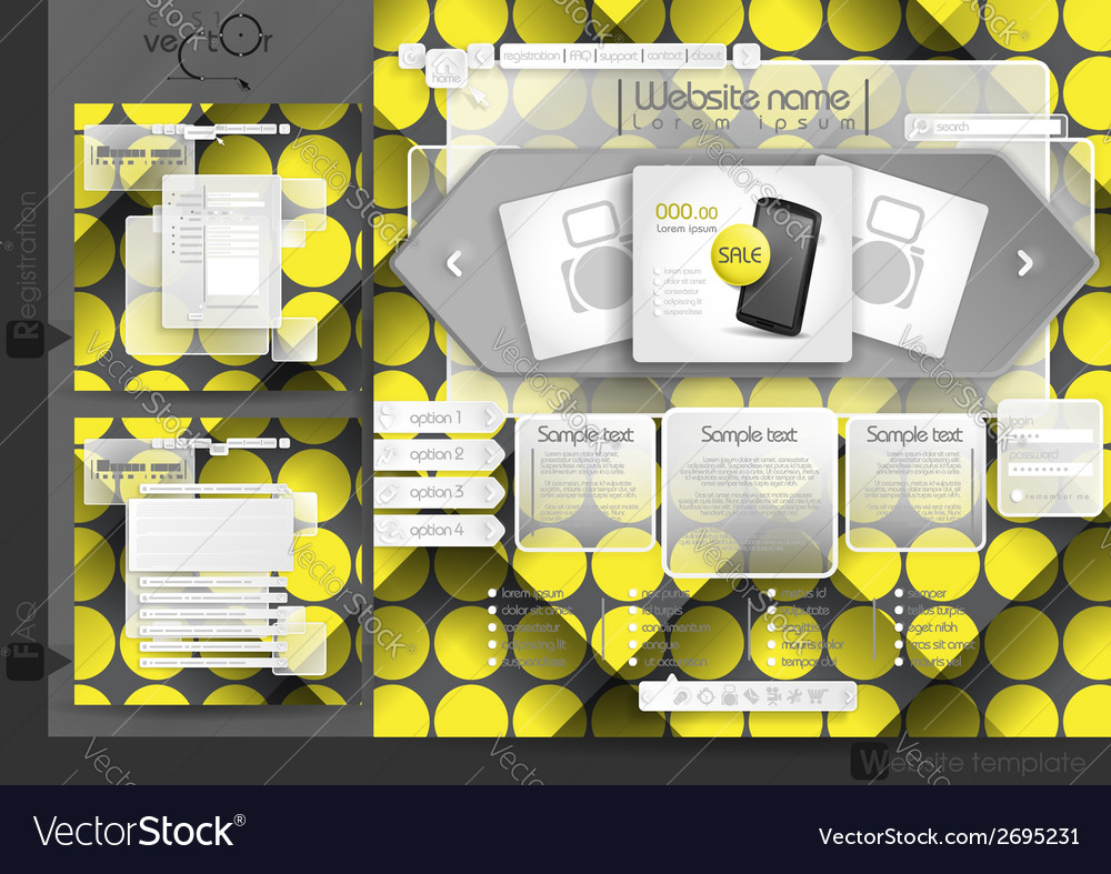 Website design template menu elements