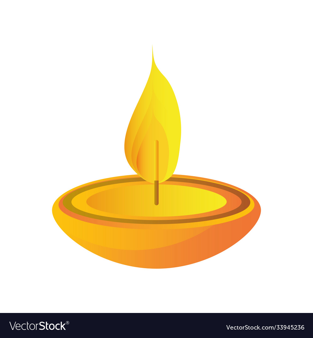 Candle decorative element on white background