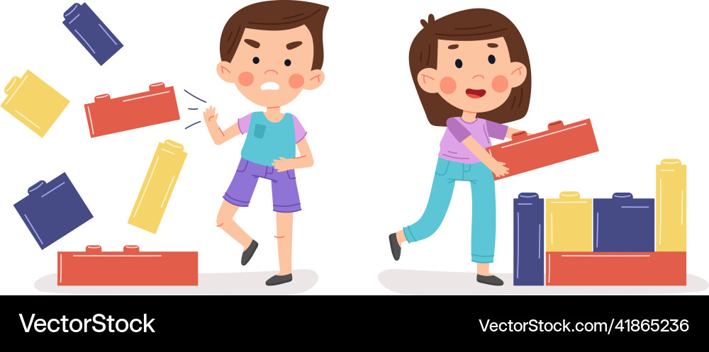 Cartoon good and bad behaviour little boy Vector Image