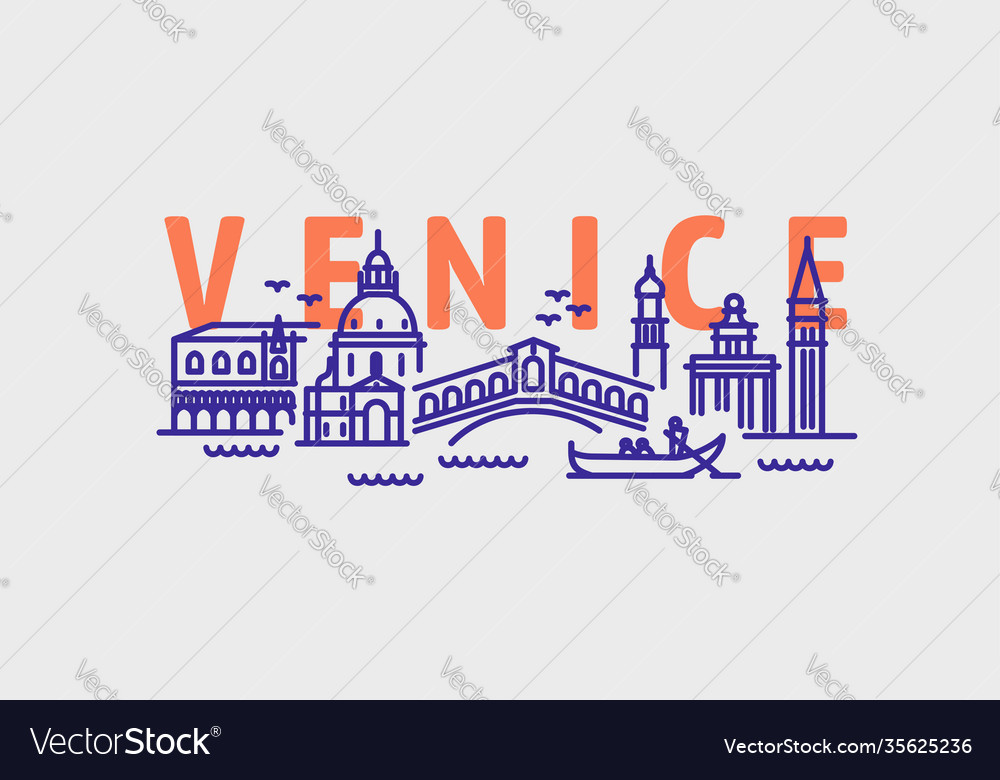 City venice in outline style on white Royalty Free Vector